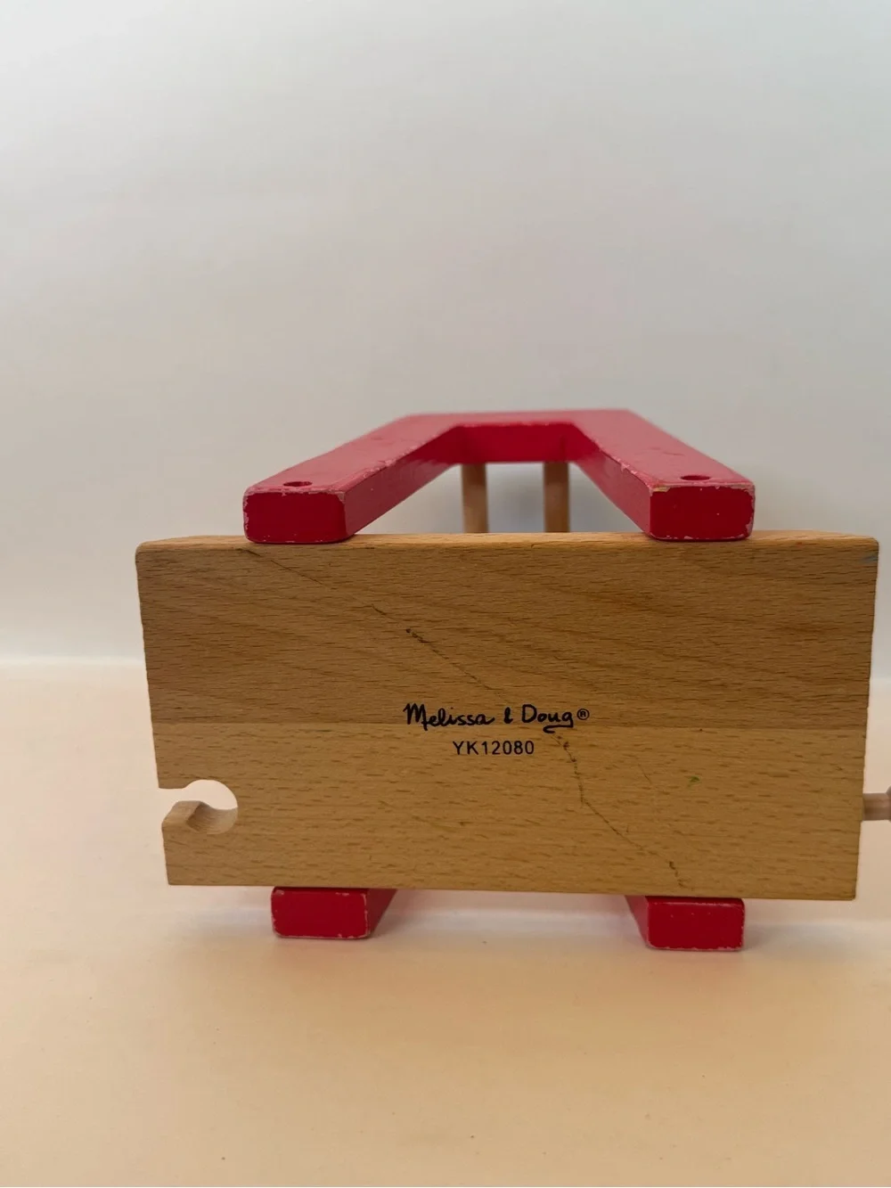Wooden Red and Blue Kids Toy Bell Roller